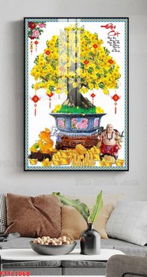 File tranh File tranh chậu mai bonsai FTTL1068 (gốc) chủ đề động vật