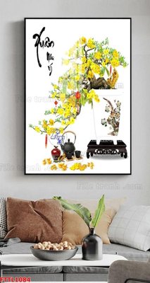 File gốc File tranh chậu mai bonsai FTTL1084 (PSD/TIFF) độ phân giải cao