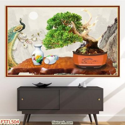 File PSD File tranh chậu mai bonsai FTTL504 (bản gốc) chất lượng nhất