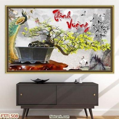 File in trần File tranh chậu mai bonsai FTTL508 (bản gốc) phong cảnh