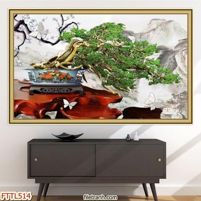 File gốc File tranh chậu mai bonsai FTTL514 (PNG) nền trong suốt
