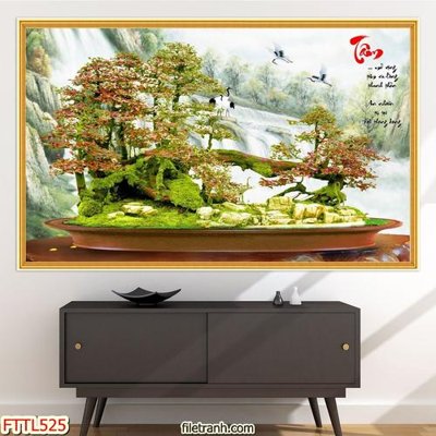 File gốc File tranh chậu mai bonsai FTTL525 (trang trí) phòng trẻ em