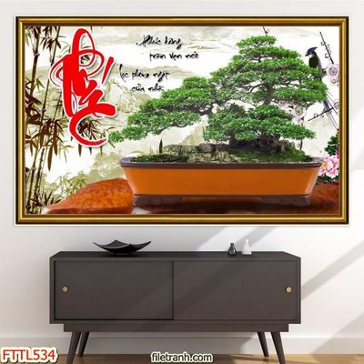 File tranh gốc PSD File tranh chậu mai bonsai FTTL534 còn nguyên layer