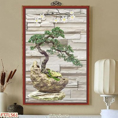 File in trần File tranh chậu mai bonsai FTTL561 (bản gốc) 5D