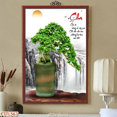 File tranh File tranh chậu mai bonsai FTTL567 (gốc) chủ đề trừu tượng