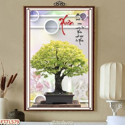 File PSD in ấn File tranh chậu mai bonsai FTTL579 (chất lượng cao)