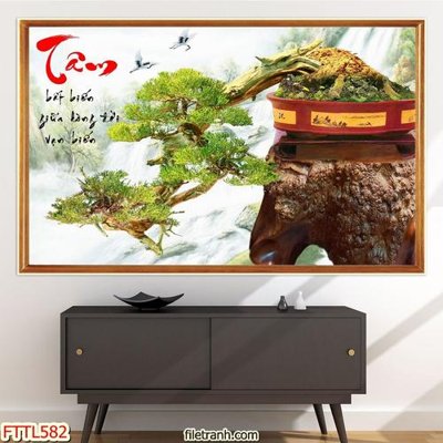 File gốc in ấn File tranh chậu mai bonsai FTTL582 độ phân giải cao