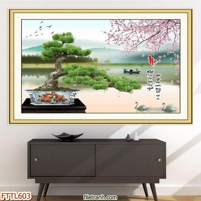 Tệp tin gốc File tranh chậu mai bonsai FTTL603 (dùng cho in) File tranh chậu mai bonsai FTTL603