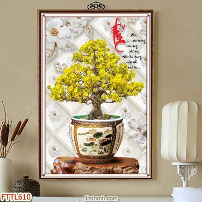 File gốc File tranh chậu mai bonsai FTTL610 (ảnh rõ nét) để in