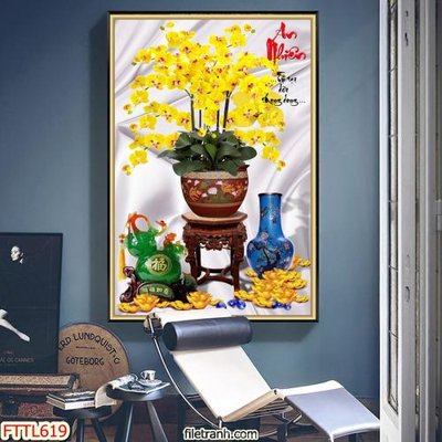 File tranh File tranh chậu mai bonsai FTTL619 (ảnh gốc) không bị mờ