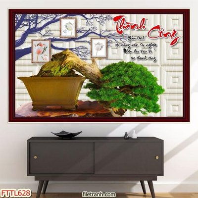 File tranh File tranh chậu mai bonsai FTTL628 (gốc) phong cách tối giản