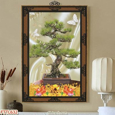 Download file File tranh chậu mai bonsai FTTL632 (gốc) in mica đèn LED