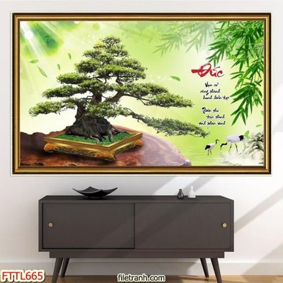 File tranh File tranh chậu mai bonsai FTTL665 (bản gốc) treo tường