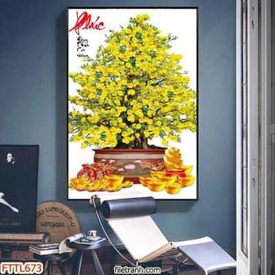 File gốc in mica File tranh chậu mai bonsai FTTL673 chất lượng