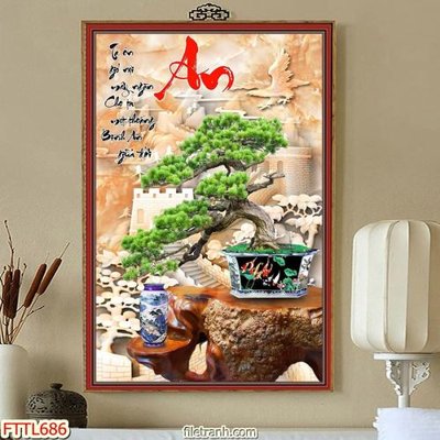 File gốc File tranh chậu mai bonsai FTTL686 (chuẩn CMYK) cho nhà in
