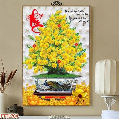 File PSD File tranh chậu mai bonsai FTTL704 (gốc) cho designer