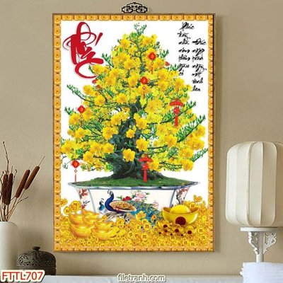 Mua file tranh gốc File tranh chậu mai bonsai FTTL707 tại Filetranh.com