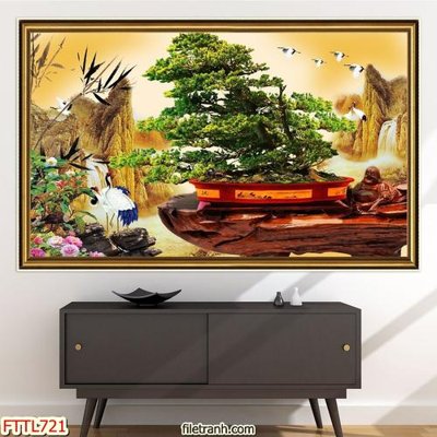 File gốc File tranh chậu mai bonsai FTTL721 (phiên bản chuẩn) để in ấn