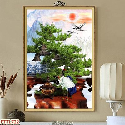 File tranh File tranh chậu mai bonsai FTTL722 (gốc) chủ đề thiên nhiên