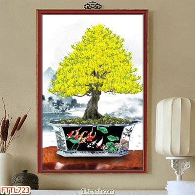 Download file gốc File tranh chậu mai bonsai FTTL723 (in mica) trang trí