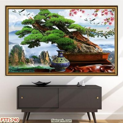 File gốc File tranh chậu mai bonsai FTTL740 (in 3D) nghệ thuật