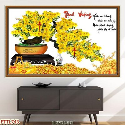 File tranh File tranh chậu mai bonsai FTTL743 (gốc) in film