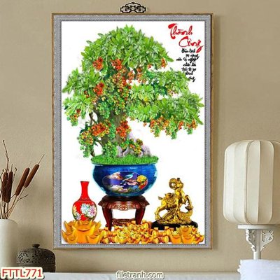 File gốc File tranh chậu mai bonsai FTTL771 (phiên bản chuẩn) để in ấn