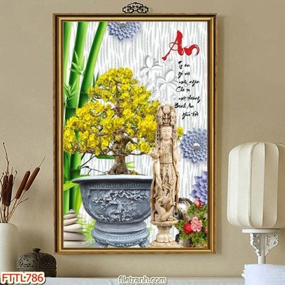 File gốc in ấn File tranh chậu mai bonsai FTTL786 chất lượng vượt trội