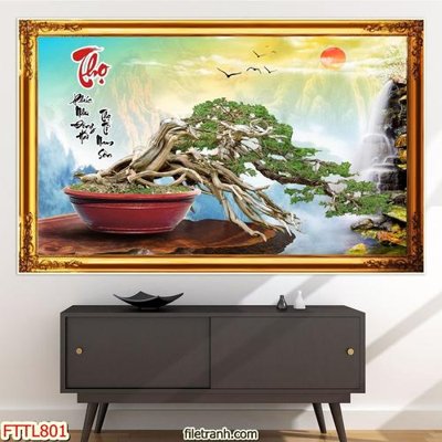 File tranh File tranh chậu mai bonsai FTTL801 (bản gốc) treo tường