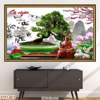 File gốc File tranh chậu mai bonsai FTTL803 (cho in ấn) từ kho Filetranh