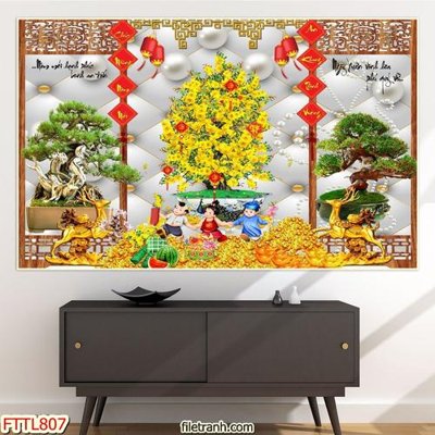 File tranh File tranh chậu mai bonsai FTTL807 (gốc) phong cách tối giản