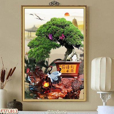 File gốc File tranh chậu mai bonsai FTTL813 (phong cách) tối giản