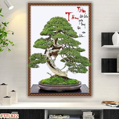 File tranh File tranh chậu mai bonsai FTTL822 (ảnh gốc) chi tiết rõ ràng