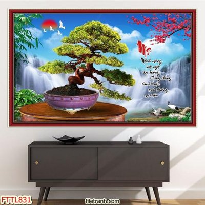 File gốc File tranh chậu mai bonsai FTTL831 (trang trí) cho phòng khách