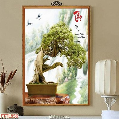 Ảnh mô tả file gốc in mica File tranh chậu mai bonsai FTTL856