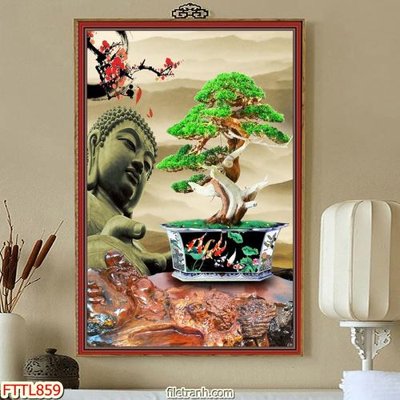 Download file gốc File tranh chậu mai bonsai FTTL859 (in lụa) nghệ thuật