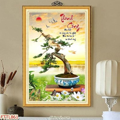 File gốc File tranh chậu mai bonsai FTTL861 (in ấn) không giới hạn