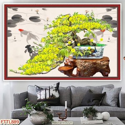 Tải file File tranh chậu mai bonsai FTTL889 (gốc) làm file quảng cáo