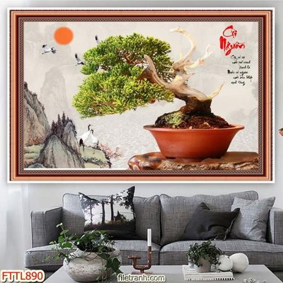 File in ấn chuyên nghiệp File tranh chậu mai bonsai FTTL890 (file gốc)