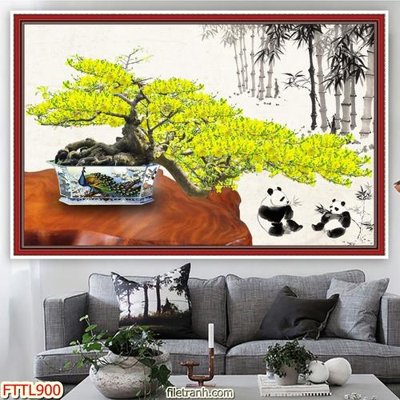 File gốc File tranh chậu mai bonsai FTTL900 (in ấn) màu sắc trung thực