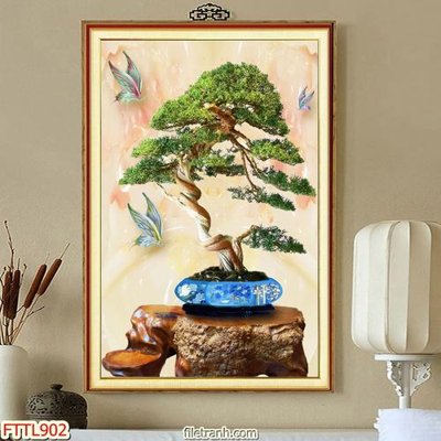 File PSD File tranh chậu mai bonsai FTTL902 (nguyên bản) cho thiết kế