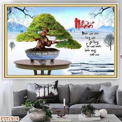 Hình ảnh file gốc File tranh chậu mai bonsai FTTL914 cho in UV