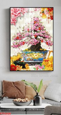 File tranh in trần File tranh chậu mai bonsai FTTL926 (ảnh gốc siêu nét)
