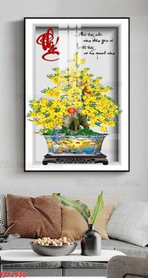 Ảnh gốc File tranh chậu mai bonsai FTTL930 (độ nét cao) in tráng gương