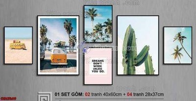 File in trần File gốc in bộ tranh decor treo tráng gương canvas GB15269 (bản gốc) phong cảnh