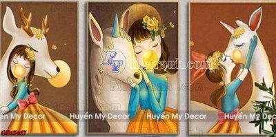 File tranh File gốc in bộ tranh decor treo tráng gương canvas GB15417 (bản gốc) in lụa 5D