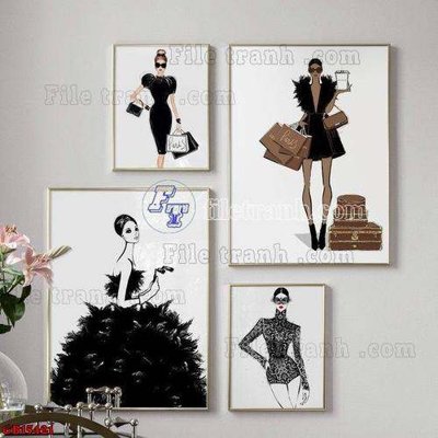 File in trần File gốc in bộ tranh decor treo tráng gương canvas GB15421 (file gốc) phong thủy