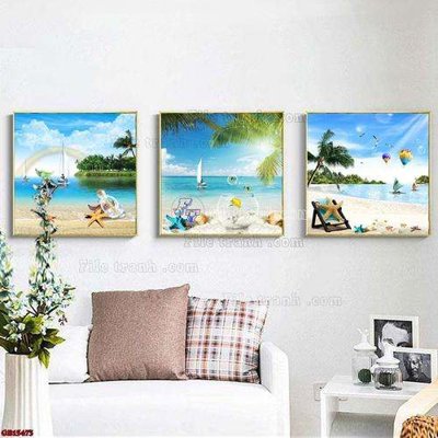 File tranh File gốc in bộ tranh decor treo tráng gương canvas GB15473 (ảnh gốc) in trần 3D