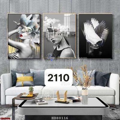 Ảnh gốc File gốc in bộ tranh decor treo tráng gương canvas GB15498 (nét căng) in mica