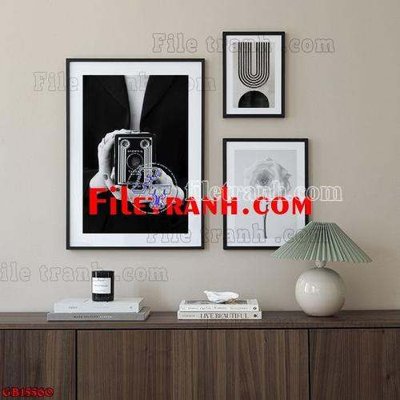 File gốc File gốc in bộ tranh decor treo tráng gương canvas GB15560 (in lụa) hoa văn cổ điển